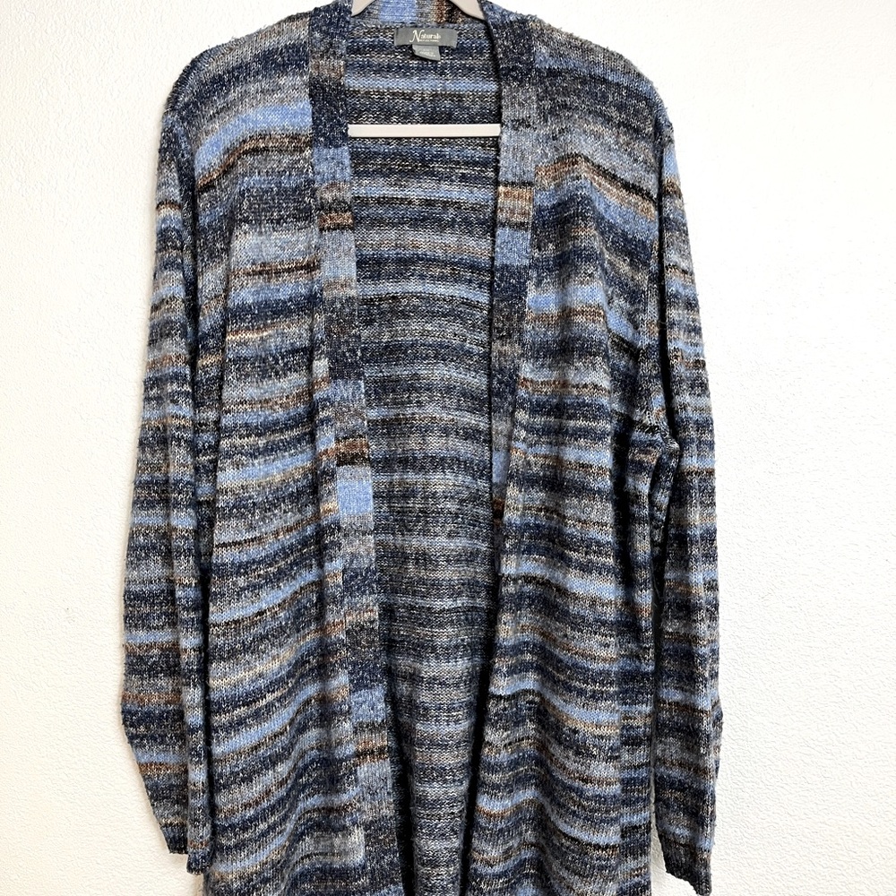 Natural Reflections long sleeve long hem open Cardigan wool blend size XXL